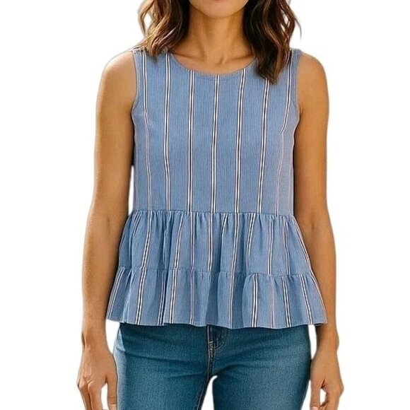 Vineyard Vines Peplum Top Women Size S Nicholls Striped Pullover Back Tie Blouse - Picture 9 of 9